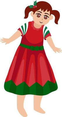 Character Of Beautiful Young Girl In Standing Pose.