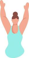 Faceless Young Lady Raising Her Hand Up On White Background. vector
