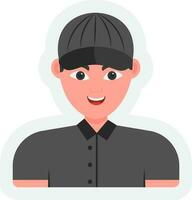 Sticker Style Young Man Character On White Background. vector