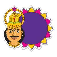 King Mahabali Face With Empty Mandala Frame On White Background. vector