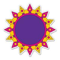 Sticker Style Empty Mandala Frame On White Background. vector