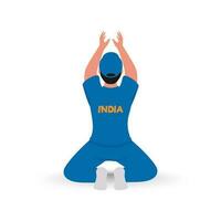 Back View Of India Cricket Player In Catching Pose. vector