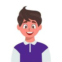 Cheerful Young Boy Character On White Background. vector
