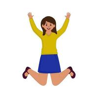 Character Of Cheerful Teenage Girl Jumping On White Background. vector