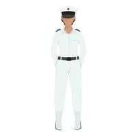 Faceless Navy Female Officer Standing On White Background. vector