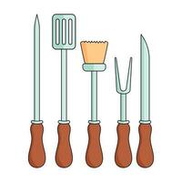 babeque utensilios icono en gris y marrón color. vector