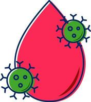 Blood With Virus Symbol Or Icon In Green And Red Color. vector