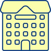Flat Style Academic Building Icon In Yellow Color. vector