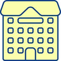 Flat Style Academic Building Icon In Yellow Color. vector