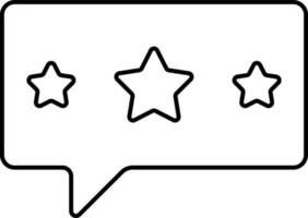 Three Star Rating Bubble Icon In Black Outline. vector