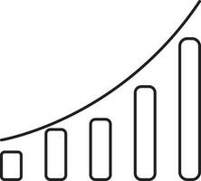 Growing Bar Graph Icon In Line Art. vector