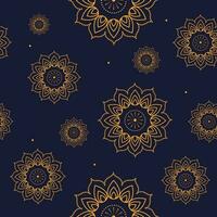 Seamless Mandala Or Floral Pattern Background In Yellow And Blue Color. vector