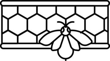Honey Comb With Bee Linear Icon Or Symbol. vector