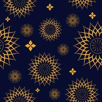 Seamless Mandala Pattern Background In Orange And Blue Color. vector