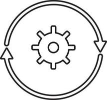 Cogwheel And Arrow Icon In Black Linear Style. vector