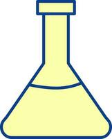 Illustration Of Erlenmeyer Flask Icon In Yellow Color. vector