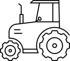 Black Linear Style Tractor Icon Or Symbol. vector