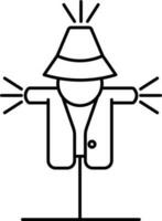 Faceless Scarecrow Black Linear Icon. vector