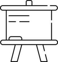 Blank Board With Duster On Tripod Icon In Black Outline. vector