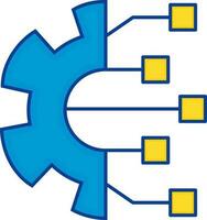 Blue And Yellow Illustration of Setting Flat Icon. vector