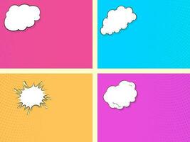 Colorful Dotted Background With Empty Cloud Frame. vector