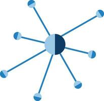 Blue Network Or Connection Flat Icon. vector