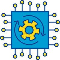 Flat Illustration of Microchip Setting Blue And Yellow Icon. vector