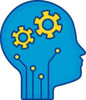 Flat Mind Setting Icon In Blue And Yellow Color. vector