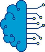 Flat Illustration of Blue Digital Brain Connection Icon. vector