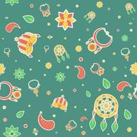 Sticker Style Boho Pattern Background. vector