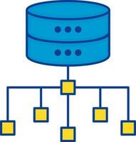Database Networking Or Connection Blue And Yellow Icon. vector