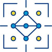 Security Pattern Code Icon In Blue And Yellow Color. vector