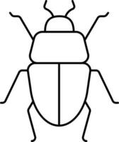 Isolated Beetle Icon In Black Outline. vector