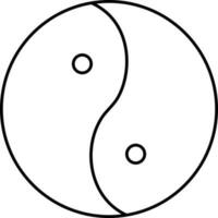 Yin Yang Icon In Black Line Art. vector