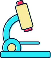 Isolated Microscope Icon In Turquoise And Yellow Color. vector