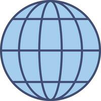 Blue Globe Icon In Flat Style. vector