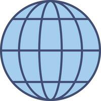 Blue Globe Icon In Flat Style. vector