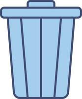Isolated Dustbin Icon In Blue Color. vector
