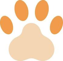 Flat Style Paw Icon In Peach Color. vector