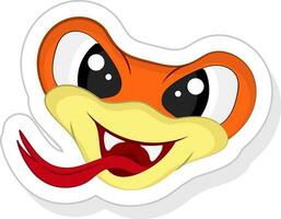 Sticker Style Funny Cartoon Snake Face Flat Element. vector