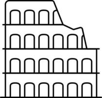 Flat Colosseum Icon In Black Line Art. vector