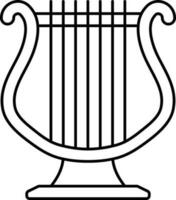 Lyre Icon In Black Line Art. vector