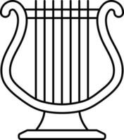 Lyre Icon In Black Line Art. vector