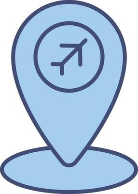 Flight Map Pointer Flat Icon In Blue Color.