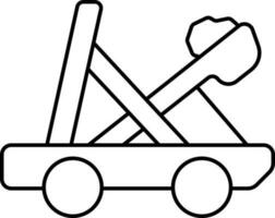 Catapult Icon In Line Art. vector