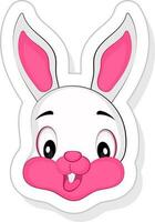 Pink And White Cute Rabbit Face In Sticker Style. vector