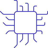 Blue Thin Line Art Circuit Chip Icon. vector