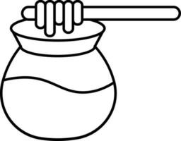 Honey Dipper On Jar Icon In Line Art. vector