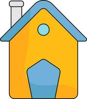 Yellow And Blue Hut Or Home Flat icon. vector