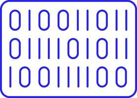 Binary Number Display Icon In Blue Outline. vector